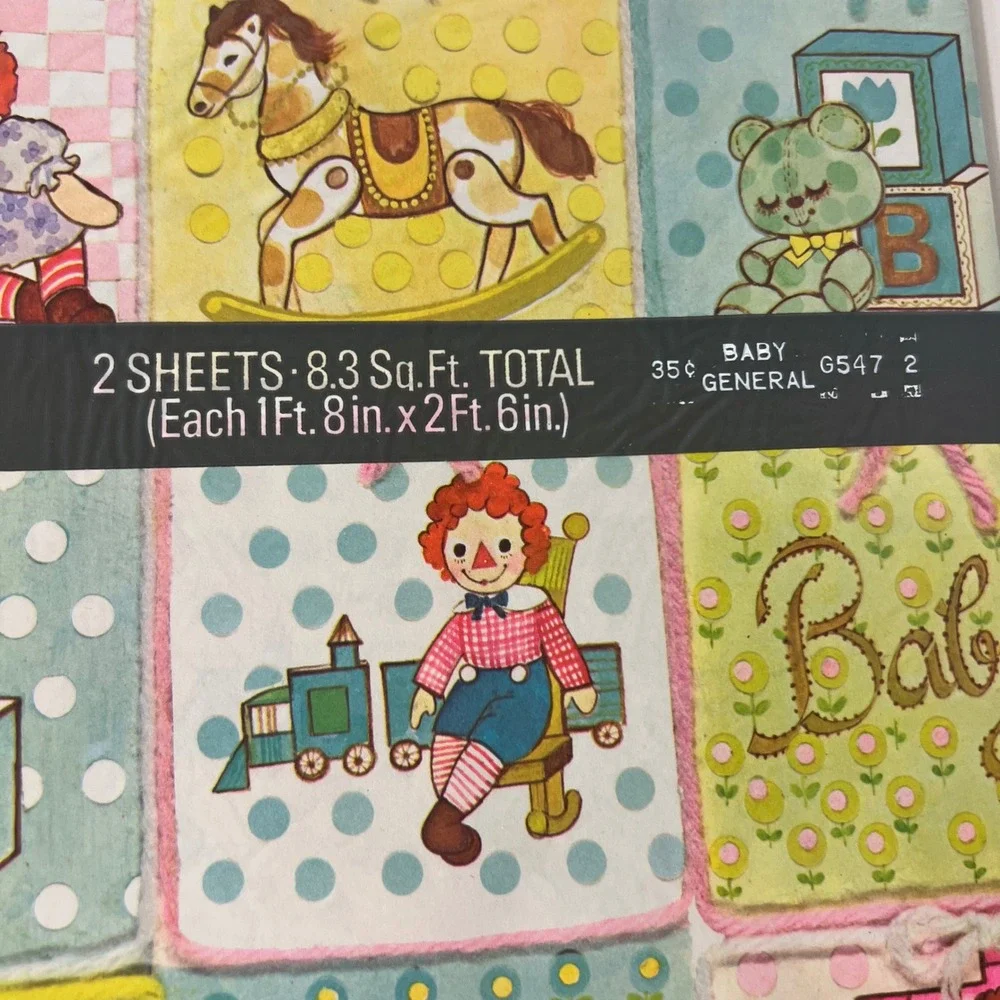 Buzza Cardozo Color Magic Vintage Baby Gift Wrap Raggedy Ann 2 Sheets G547-2